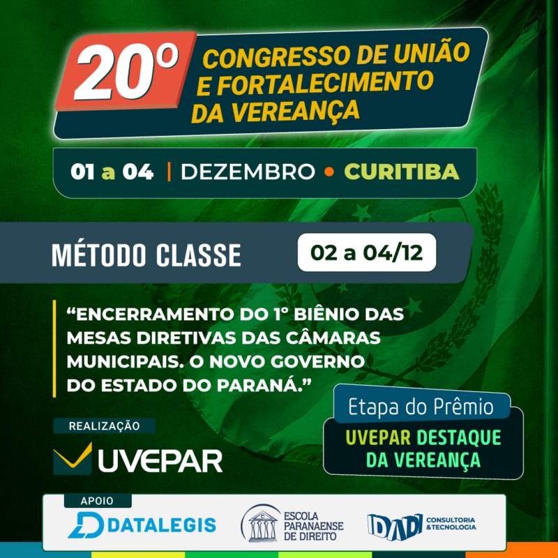 20º CONGRESSO DE UNIÃO E FORTALECIMENTO DA VEREANÇA.
