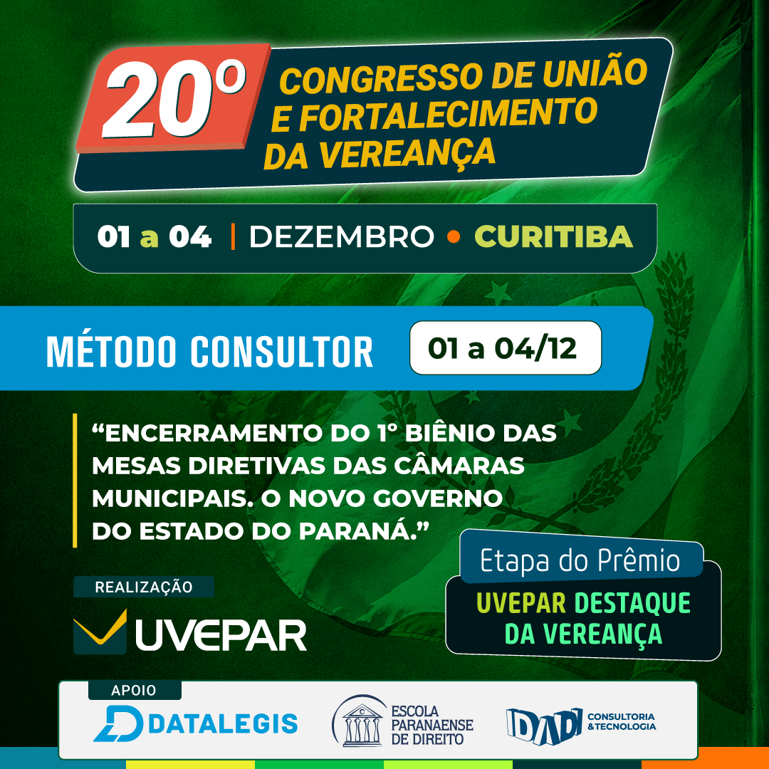 20º CONGRESSO DE UNIÃO E FORTALECIMENTO DA VEREANÇA.
